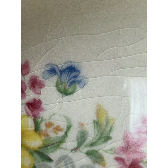 Edwin M. Knowles Vintage Sugar Bowl & Creamer Cheery Bright Daisy Like Flowers - Picture 10 of 16